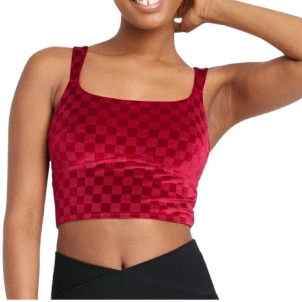 Colsie Women's Holiday Matching Red Checkered Velvet Brami size‎ M